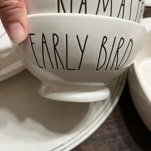 Set of 3 Rae Dunn White Ceramic Bowl with “EARLY BIRD” “MRS” and “NAMASTE”